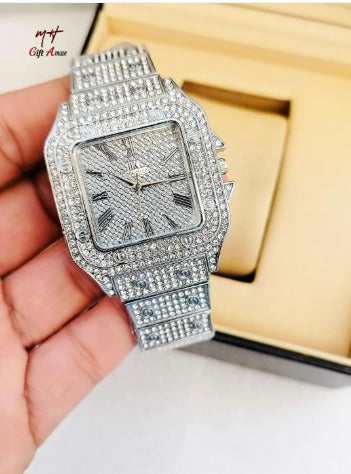 Luxury Diamond Men Women Watches Gold Watch Ladies Wrist Watch Luxury Rhinestone Unisex Bracelet Watches Female Clock