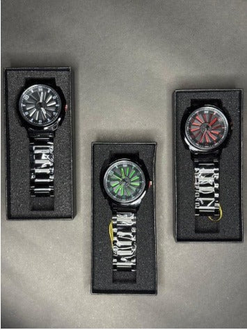 Stainless Steel Spinning Watch Multicolor Boxed