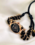 Heart Dial Watch with Rose Gold & Black Braided Cord