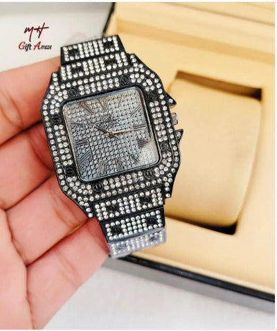 Luxury Diamond Men Women Watches Gold Watch Ladies Wrist Watch Luxury Rhinestone Unisex Bracelet Watches Female Clock