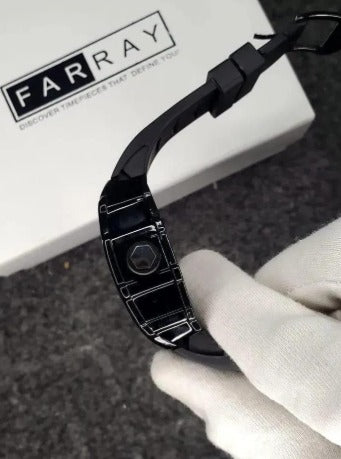 Men's Black Square Skeleton Watch Imported Quality
