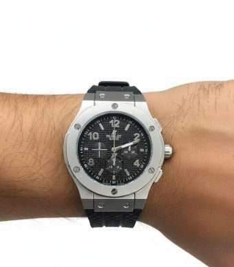 Men's Chronograph Watch Stainless Steel Black Dial 38mm