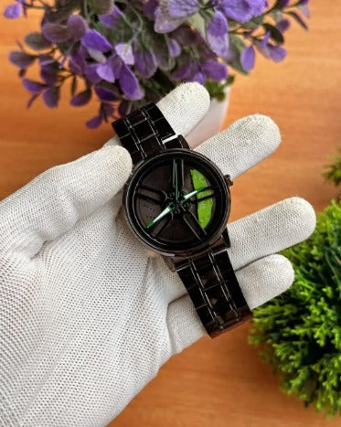 Stainless Steel Spinning Watch Black Red Pakistani