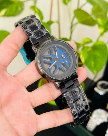 Stainless Steel Spinning Watch Black Red Pakistani