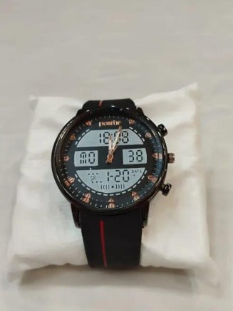 Men's Black Quartz Chronograph Watch Water Resistant