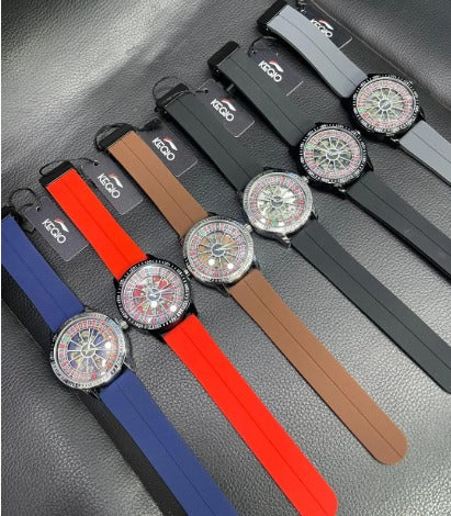 Branded Men's Roulette Watch Fashionable Colorful Quartz Watch 360 Rotating Dial Casual Fashion Silver and Black Stainless Steel Men's &Boy's Luxury Gift Watch Roulette watch on balt