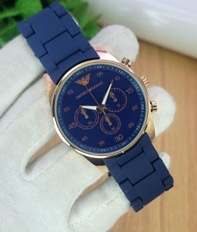 Men's Black Chronograph Stainless Steel Watch