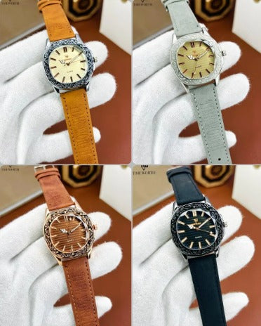 Z2044200017AIEE TimeWorth Luxury Quartz Watch for Men - Stylish Textured Dial Analog Wristwatch with Premium Leather/Suede Strap - 2026 Edition Fashion Watch for Boys & Gents (Multiple Colors)